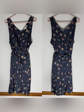 Faith 21 Parisian patterned navy dress with matching belt size 1X